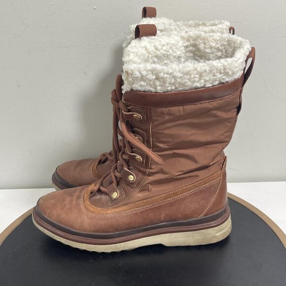 Cole Haan Waterproof Boots Womens Size 7B Sherpa Leather Winter Lace Up Shoes - Picture 5 of 11